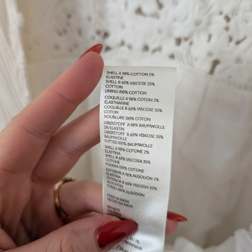 Free People Ivory White Serenity Floral Embroidery Cut Out Rib Flowy Maxi Dress